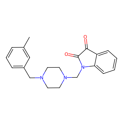 1-[[4-[(3-Methylphenyl)methyl]piperazin-1-yl]methyl]indole-2,3-dione structure