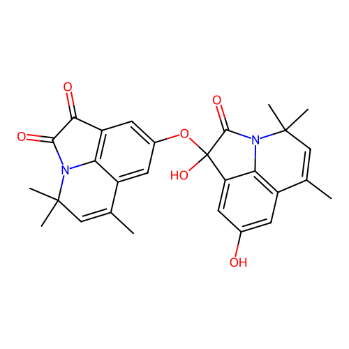 8-[(1,8-dihydroxy-4,4,6-trimethyl-2-oxo-1,2-dihydro-4H-pyrrolo[3,2,1-ij]quinolin-1-yl)oxy]-4,4,6-trimethyl-4H-pyrrolo[3,2,1-ij]quinoline-1,2-dione structure