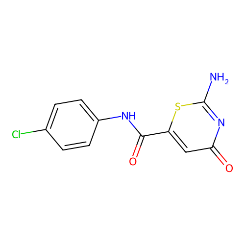 2-amino-N-(4-chlorophenyl)-4-oxo-4H-1,3-thiazine-6-carboxamide structure