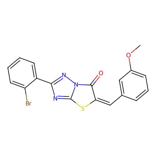 (E)-2-(2-bromophenyl)-5-(3-methoxybenzylidene)thiazolo[3,2-b][1,2,4]triazol-6(5H)-one structure
