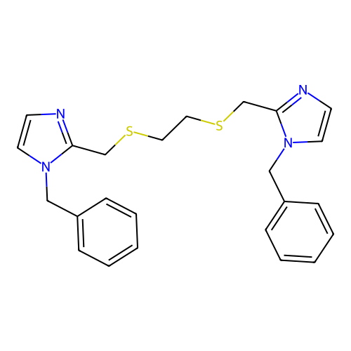 1-benzyl-2-[2-[(1-benzylimidazol-2-yl)methylsulfanyl]ethylsulfanylmethyl]imidazole structure