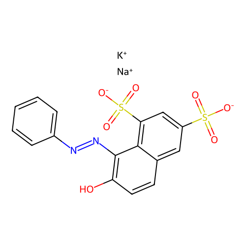 Potassium sodium 7-hydroxy-8-(phenylazo)naphthalene-1,3-disulphonate structure