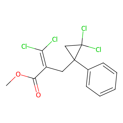 Methyl 2,2-dichloro-alpha-(dichloromethylene)-1-phenylcyclopropanepropanoate structure