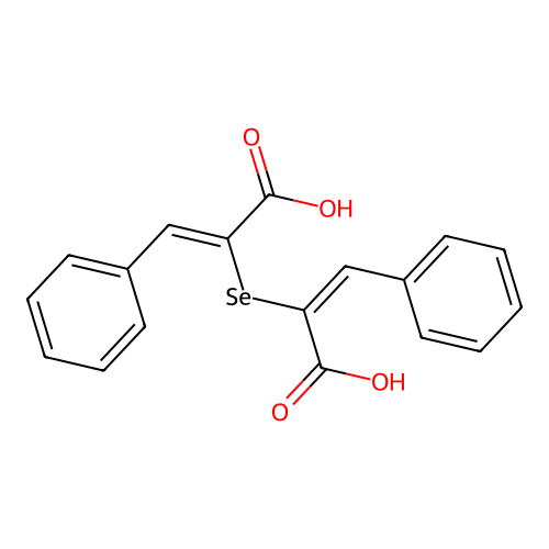 2-(1-Carboxy-2-phenylethenyl)selanyl-3-phenylprop-2-enoic acid structure