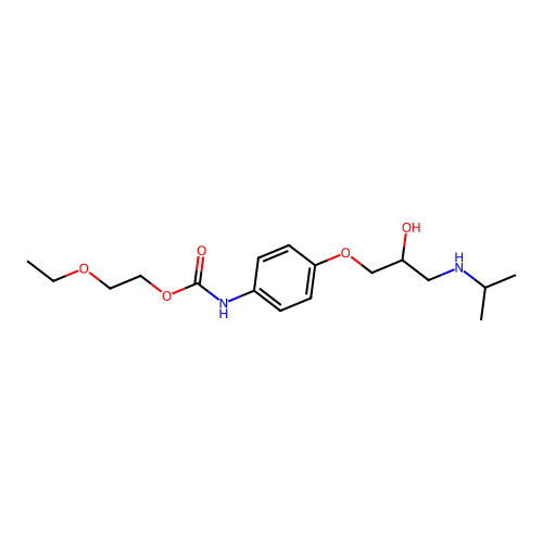 Carbamic acid, (4-(2-hydroxy-3-((1-methylethyl)amino)propoxy)phenyl)-, 2-ethoxyethyl ester structure