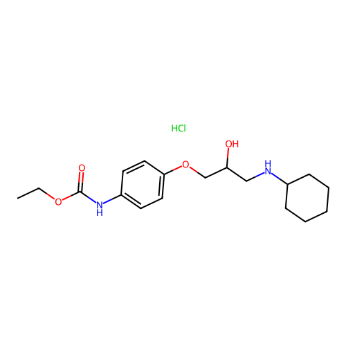 Carbamic acid, (4-(3-(cyclohexylamino)-2-hydroxypropoxy)phenyl)-, ethyl ester, monohydrochloride structure