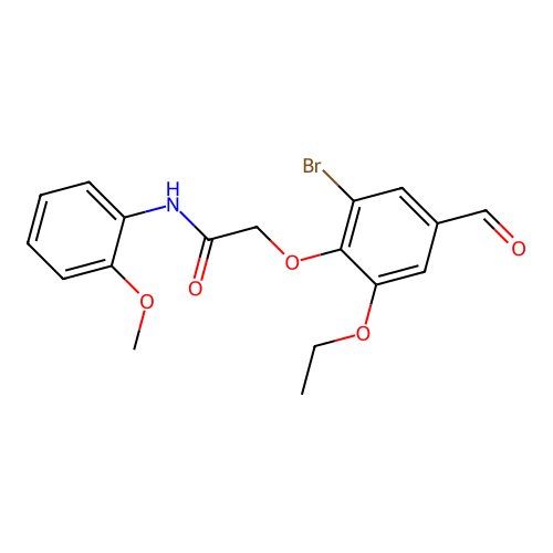 2-(2-bromo-6-ethoxy-4-formylphenoxy)-N-(2-methoxyphenyl)acetamide structure