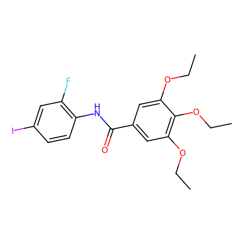 3,4,5-triethoxy-N-(2-fluoro-4-iodophenyl)benzamide structure