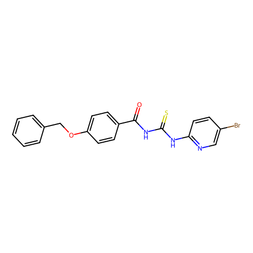 N-[(5-bromopyridin-2-yl)carbamothioyl]-4-phenylmethoxybenzamide structure