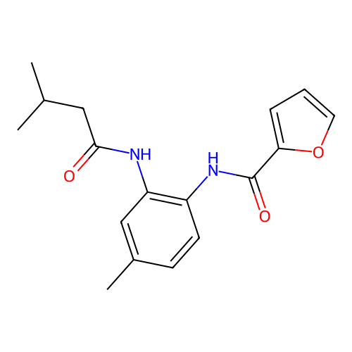N-[4-methyl-2-(3-methylbutanoylamino)phenyl]furan-2-carboxamide structure