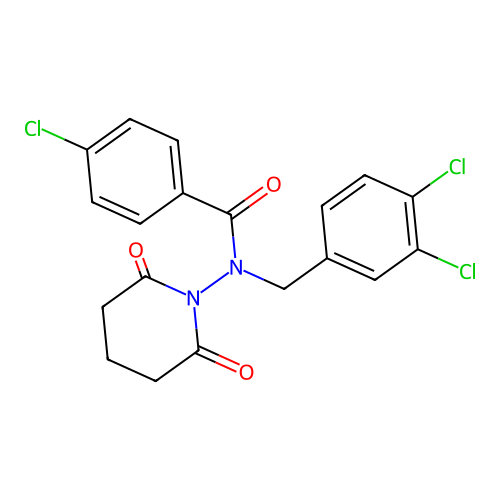 4-chloro-N-[(3,4-dichlorophenyl)methyl]-N-(2,6-dioxopiperidin-1-yl)benzamide structure