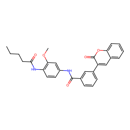N-[3-methoxy-4-(pentanoylamino)phenyl]-3-(2-oxochromen-3-yl)benzamide structure
