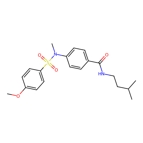4-[(4-methoxyphenyl)sulfonyl-methylamino]-N-(3-methylbutyl)benzamide structure