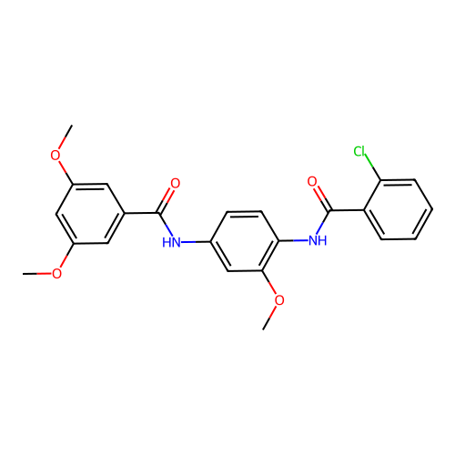N-[4-[(2-chlorobenzoyl)amino]-3-methoxyphenyl]-3,5-dimethoxybenzamide structure