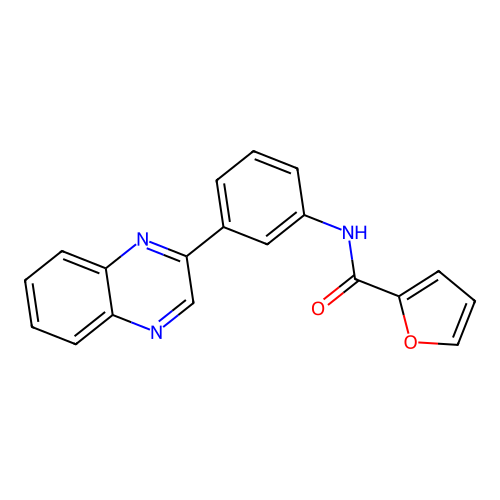 N-[3-(2-quinoxalinyl)phenyl]-2-furamide structure