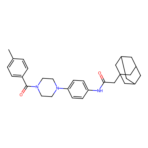 2-(1-adamantyl)-N-[4-[4-(4-methylbenzoyl)piperazin-1-yl]phenyl]acetamide structure