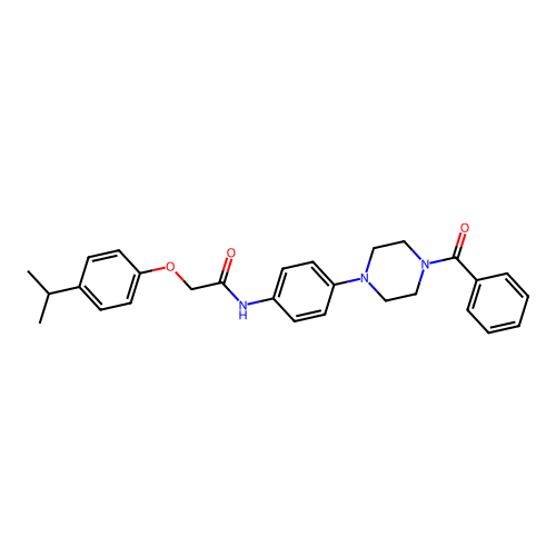 N-[4-(4-benzoylpiperazin-1-yl)phenyl]-2-(4-propan-2-ylphenoxy)acetamide structure
