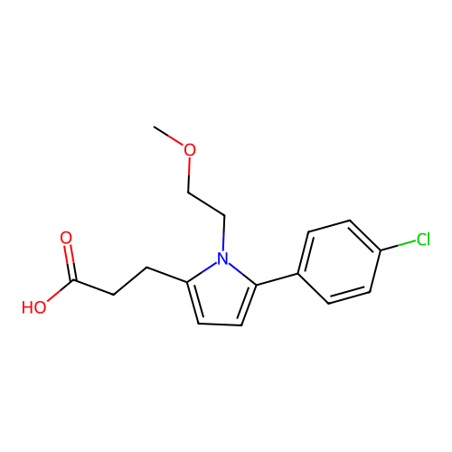 3-[5-(4-chlorophenyl)-1-(2-methoxyethyl)-1H-pyrrol-2-yl]propanoic acid structure
