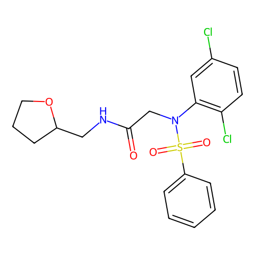 2-[N-(benzenesulfonyl)-2,5-dichloroanilino]-N-(oxolan-2-ylmethyl)acetamide structure