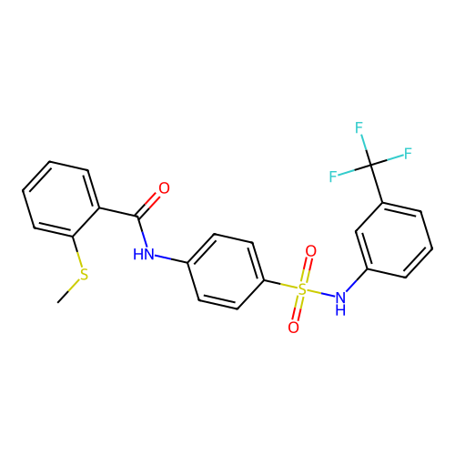 2-methylsulfanyl-N-[4-[[3-(trifluoromethyl)phenyl]sulfamoyl]phenyl]benzamide structure