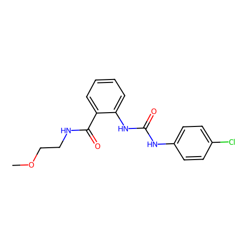 2-[(4-chlorophenyl)carbamoylamino]-N-(2-methoxyethyl)benzamide structure