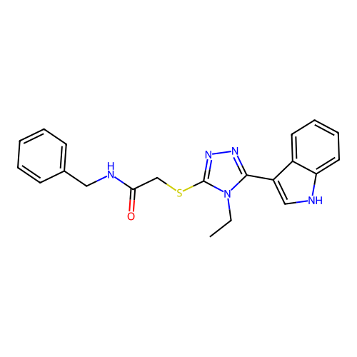 N-benzyl-2-((4-ethyl-5-(1H-indol-3-yl)-4H-1,2,4-triazol-3-yl)thio)acetamide structure