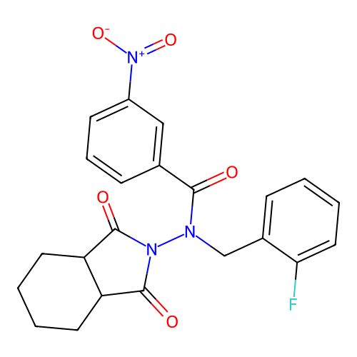 N-(1,3-dioxooctahydro-2H-isoindol-2-yl)-N-(2-fluorobenzyl)-3-nitrobenzamide structure