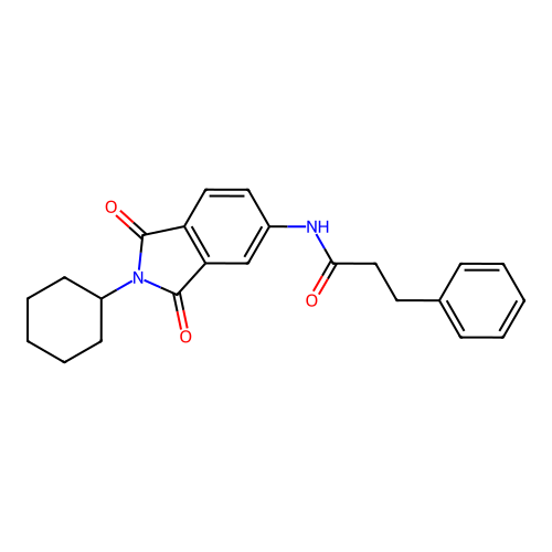 N-(2-cyclohexyl-1,3-dioxoisoindol-5-yl)-3-phenylpropanamide structure