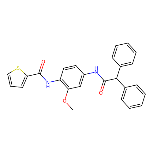 N-[4-[(2,2-diphenylacetyl)amino]-2-methoxyphenyl]thiophene-2-carboxamide structure