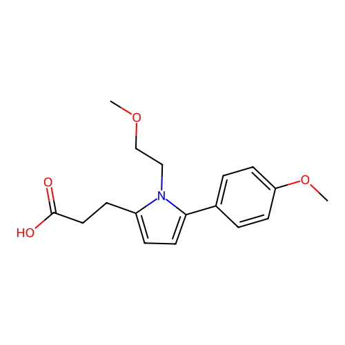 3-[1-(2-methoxyethyl)-5-(4-methoxyphenyl)-1H-pyrrol-2-yl]propanoic acid structure