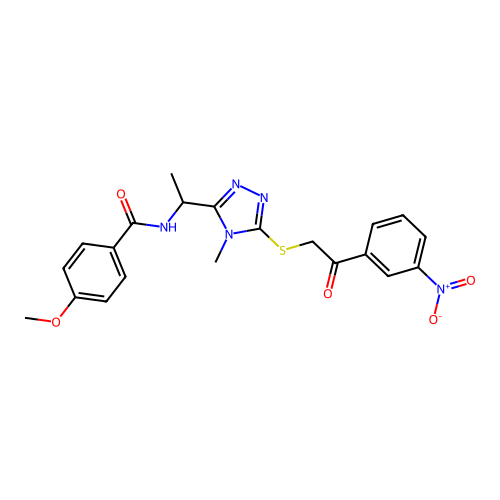 4-methoxy-N-[1-(4-methyl-5-{[2-(3-nitrophenyl)-2-oxoethyl]sulfanyl}-4H-1,2,4-triazol-3-yl)ethyl]benzamide structure