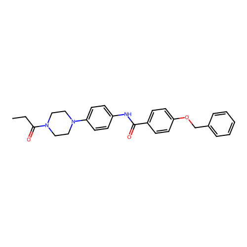 4-phenylmethoxy-N-[4-(4-propanoylpiperazin-1-yl)phenyl]benzamide structure