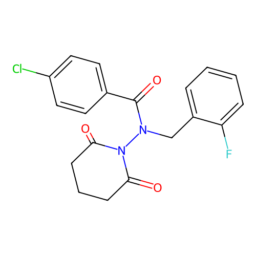4-chloro-N-(2,6-dioxopiperidin-1-yl)-N-[(2-fluorophenyl)methyl]benzamide structure