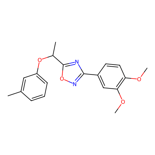 3-(3,4-Dimethoxyphenyl)-5-[1-(3-methylphenoxy)ethyl]-1,2,4-oxadiazole structure