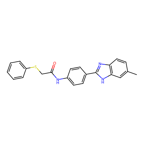 N-[4-(6-methyl-1H-benzimidazol-2-yl)phenyl]-2-phenylsulfanylacetamide structure