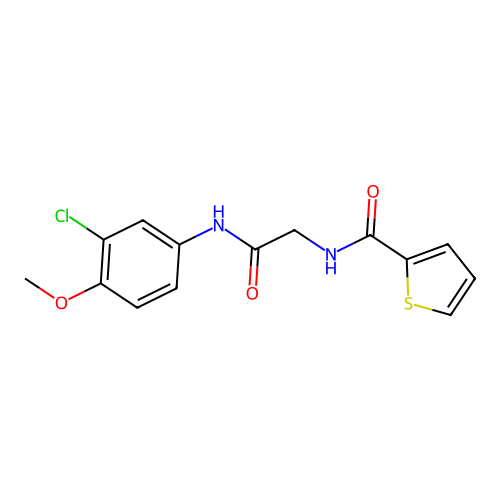 N-[2-(3-chloro-4-methoxyanilino)-2-oxoethyl]thiophene-2-carboxamide structure