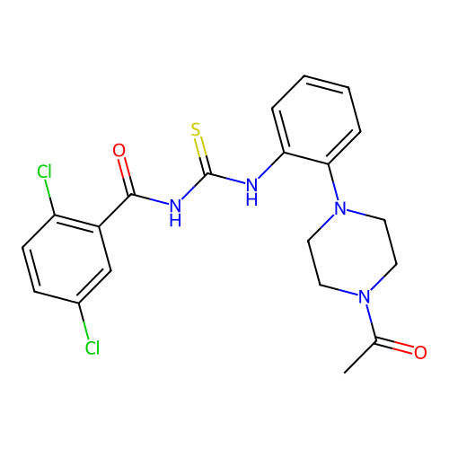 N-[[2-(4-acetylpiperazin-1-yl)phenyl]carbamothioyl]-2,5-dichlorobenzamide structure