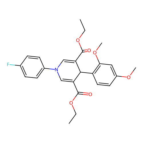 diethyl 4-(2,4-dimethoxyphenyl)-1-(4-fluorophenyl)-1,4-dihydropyridine-3,5-dicarboxylate structure
