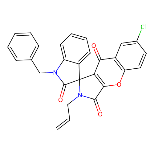 1'-benzyl-7-chloro-2-prop-2-enylspiro[chromeno[2,3-c]pyrrole-1,3'-indole]-2',3,9-trione structure