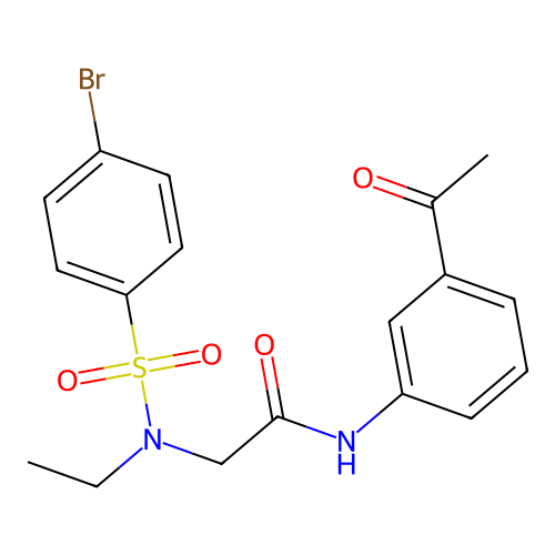 N-(3-acetylphenyl)-2-[(4-bromophenyl)sulfonyl-ethylamino]acetamide structure