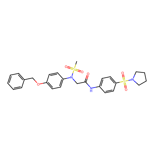 2-(N-methylsulfonyl-4-phenylmethoxyanilino)-N-(4-pyrrolidin-1-ylsulfonylphenyl)acetamide structure