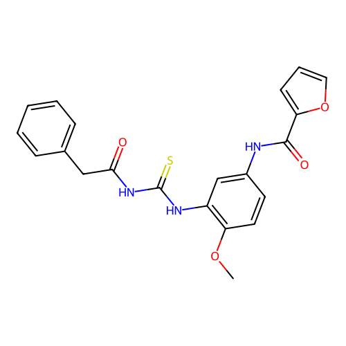 N-[4-methoxy-3-[(2-phenylacetyl)carbamothioylamino]phenyl]furan-2-carboxamide structure