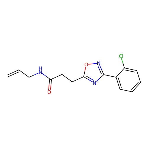 3-[3-(2-chlorophenyl)-1,2,4-oxadiazol-5-yl]-N-prop-2-enylpropanamide structure