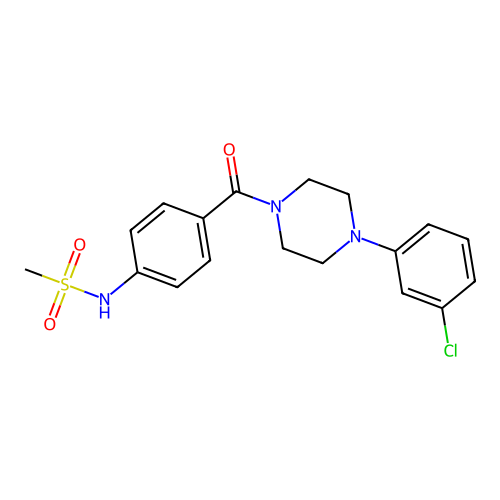 N-[4-[4-(3-chlorophenyl)piperazine-1-carbonyl]phenyl]methanesulfonamide structure