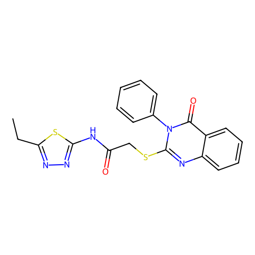 N-(5-ethyl-1,3,4-thiadiazol-2-yl)-2-(4-oxo-3-phenylquinazolin-2-yl)sulfanylacetamide structure