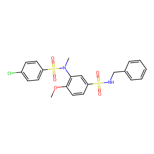 N-benzyl-3-[(4-chlorophenyl)sulfonyl-methylamino]-4-methoxybenzenesulfonamide structure