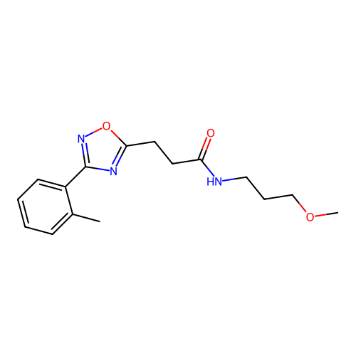 N-(3-methoxypropyl)-3-[3-(2-methylphenyl)-1,2,4-oxadiazol-5-yl]propanamide structure