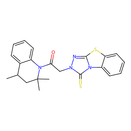2-(1-sulfanylidene-[1,2,4]triazolo[3,4-b][1,3]benzothiazol-2-yl)-1-(2,2,4-trimethyl-3,4-dihydroquinolin-1-yl)ethanone structure