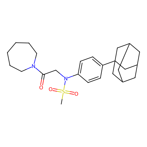 N-[4-(1-adamantyl)phenyl]-N-[2-(azepan-1-yl)-2-oxoethyl]methanesulfonamide structure
