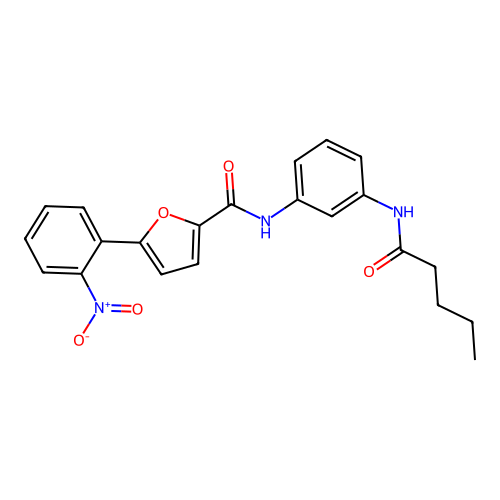 5-(2-nitrophenyl)-N-[3-(pentanoylamino)phenyl]furan-2-carboxamide structure